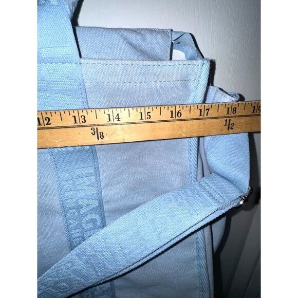 Image Blue Canvas Tote Bag With Adjustable Shoulder Strap & Top Zipper Closure - Picture 6 of 7